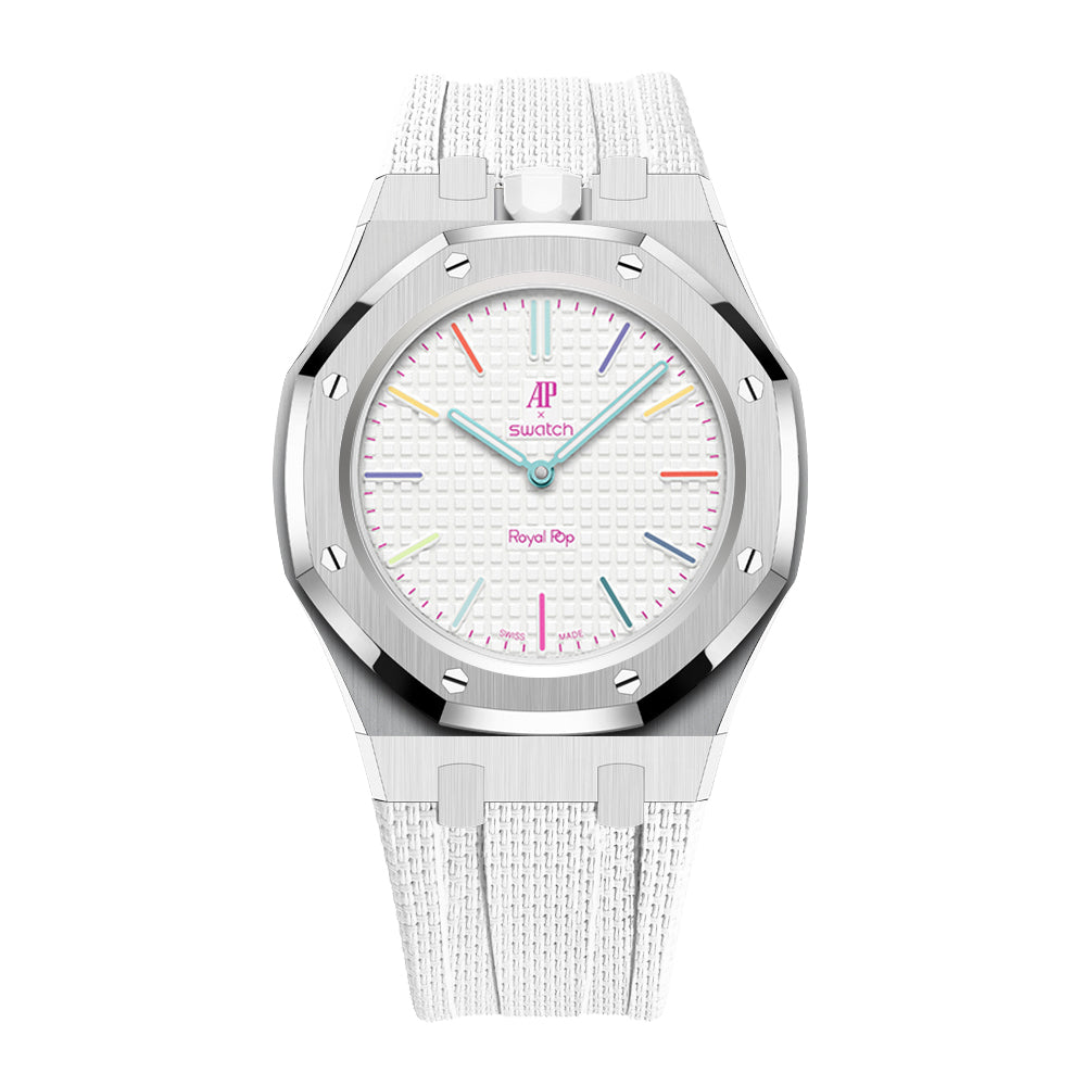[AuraEcho]Steel Case & Fluoroelastomer Strap Full‑wrap Embedded Watch Band(Only Strap)