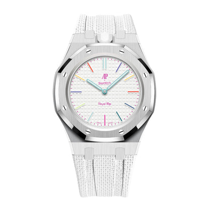 [AuraEcho]Steel Case & Fluoroelastomer Strap Full‑wrap Embedded Watch Band(Only Strap)