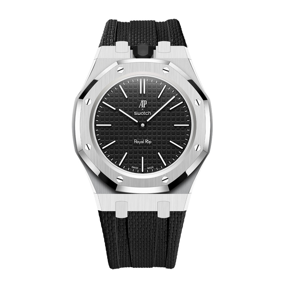 [AuraEcho]Steel Case & Fluoroelastomer Strap Full‑wrap Embedded Watch Band(Only Strap)