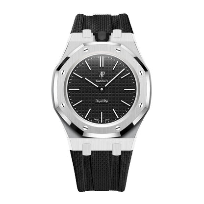 [AuraEcho]Steel Case & Fluoroelastomer Strap Full‑wrap Embedded Watch Band(Only Strap)