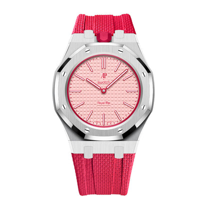 [AuraEcho]Steel Case & Fluoroelastomer Strap Full‑wrap Embedded Watch Band(Only Strap)