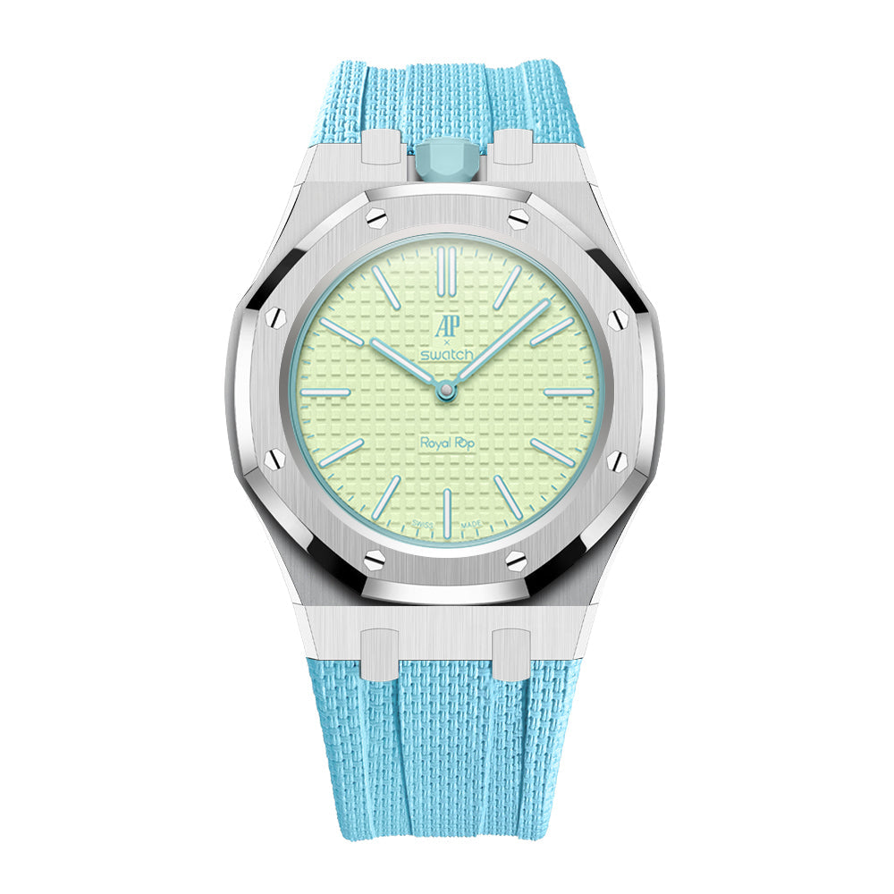 [AuraEcho]Steel Case & Fluoroelastomer Strap Full‑wrap Embedded Watch Band(Only Strap)