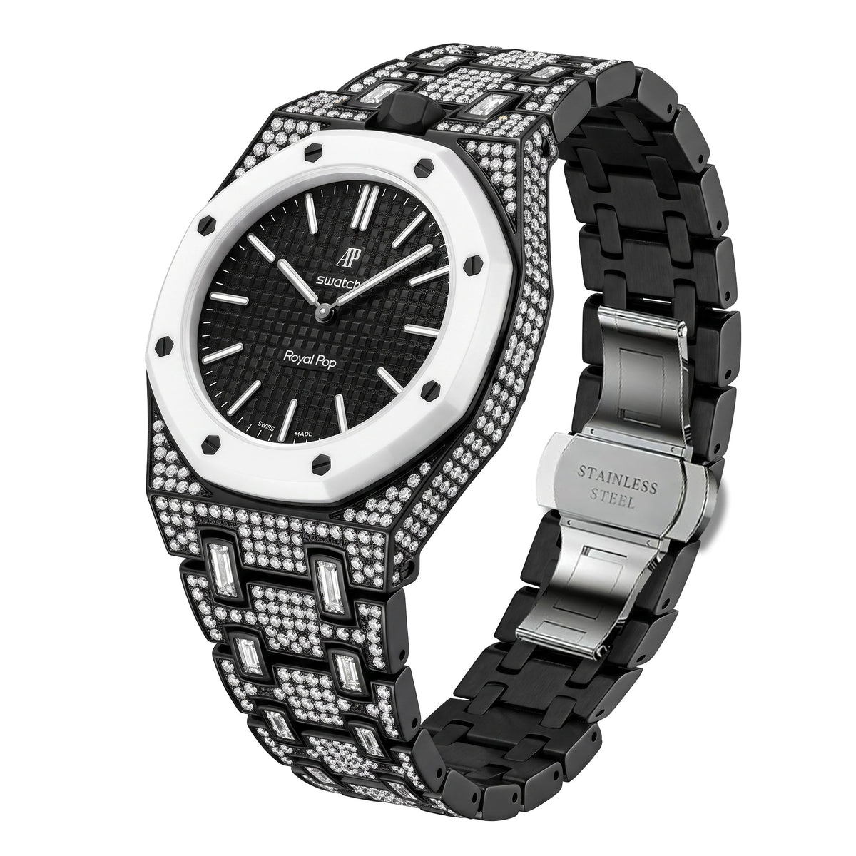 [AuraEcho]Royal Oak Pop Exclusive Bioceramic Case & Bioceramic Strap Full Diamond(Only Strap)