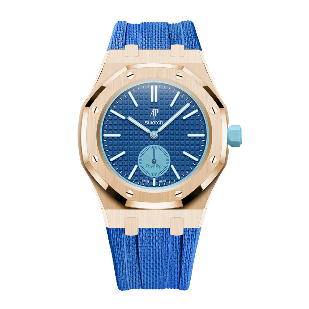[AuraEcho]Steel Case & Fluoroelastomer Strap Full‑wrap Embedded Watch Band(Only Strap)