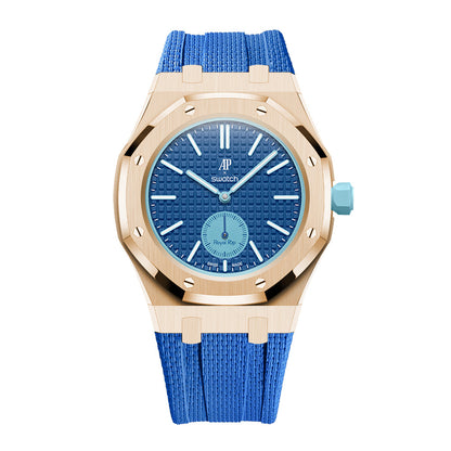 [AuraEcho]Steel Case & Fluoroelastomer Strap Full‑wrap Embedded Watch Band(Only Strap)