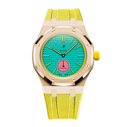 [AuraEcho]Steel Case & Fluoroelastomer Strap Full‑wrap Embedded Watch Band(Only Strap)