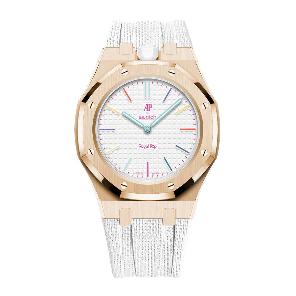 [AuraEcho]Steel Case & Fluoroelastomer Strap Full‑wrap Embedded Watch Band(Only Strap)