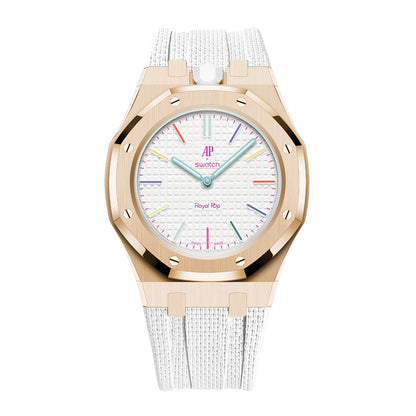 [AuraEcho]Steel Case & Fluoroelastomer Strap Full‑wrap Embedded Watch Band(Only Strap)
