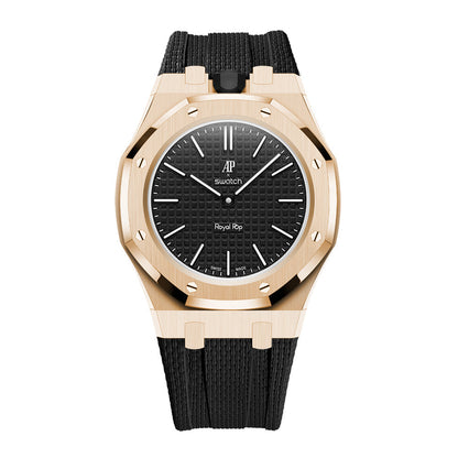 [AuraEcho]Steel Case & Fluoroelastomer Strap Full‑wrap Embedded Watch Band(Only Strap)