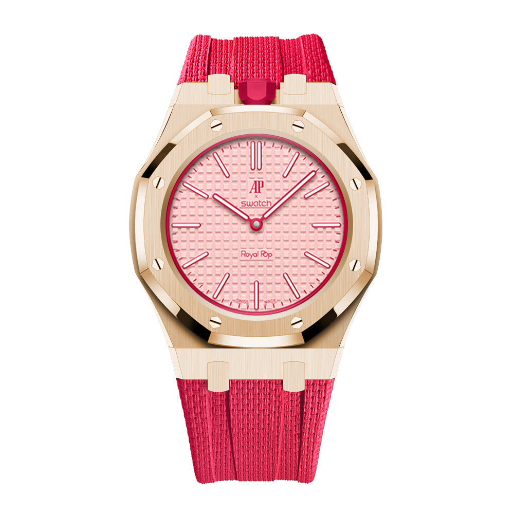 [AuraEcho]Steel Case & Fluoroelastomer Strap Full‑wrap Embedded Watch Band(Only Strap)