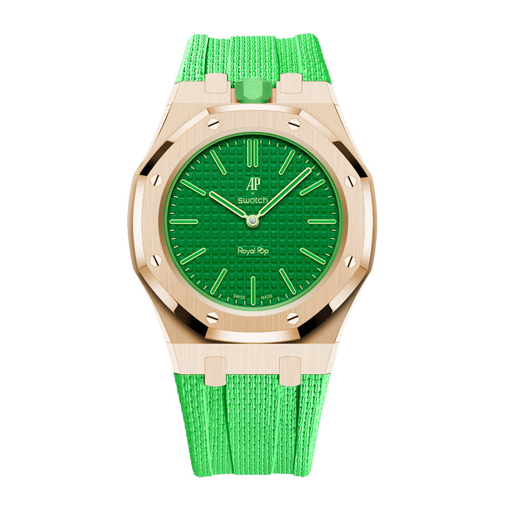 [AuraEcho]Steel Case & Fluoroelastomer Strap Full‑wrap Embedded Watch Band(Only Strap)