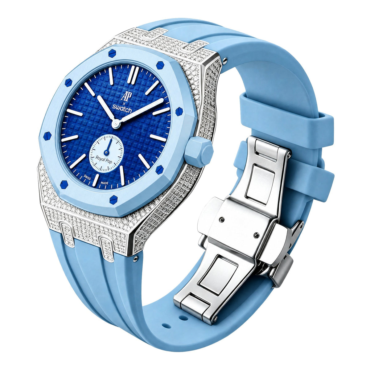 [AuraEcho] Royal Oak Pop Exclusive Steel Case With Diamond(Moissanite) & Silicone Strap