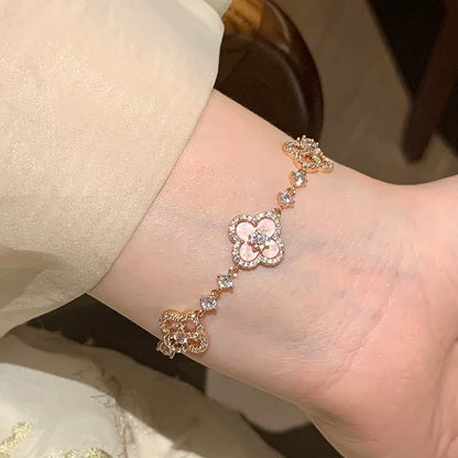 [AuraEcho]CLOVER 5 MOTIF PINK BLUE RED WHITE BRACELET