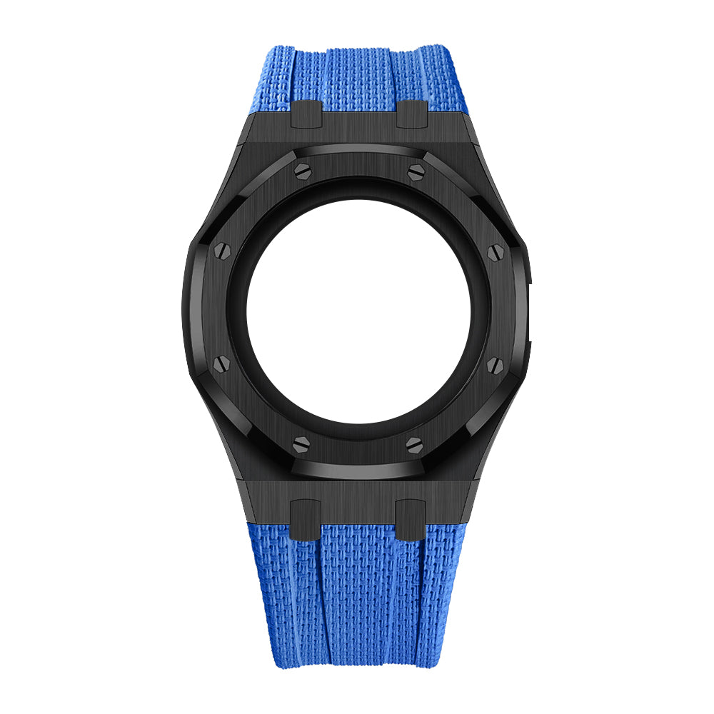 [AuraEcho]Steel Case & Fluoroelastomer Strap Full‑wrap Embedded Watch Band(Only Strap)