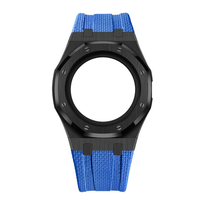 [AuraEcho]Steel Case & Fluoroelastomer Strap Full‑wrap Embedded Watch Band(Only Strap)