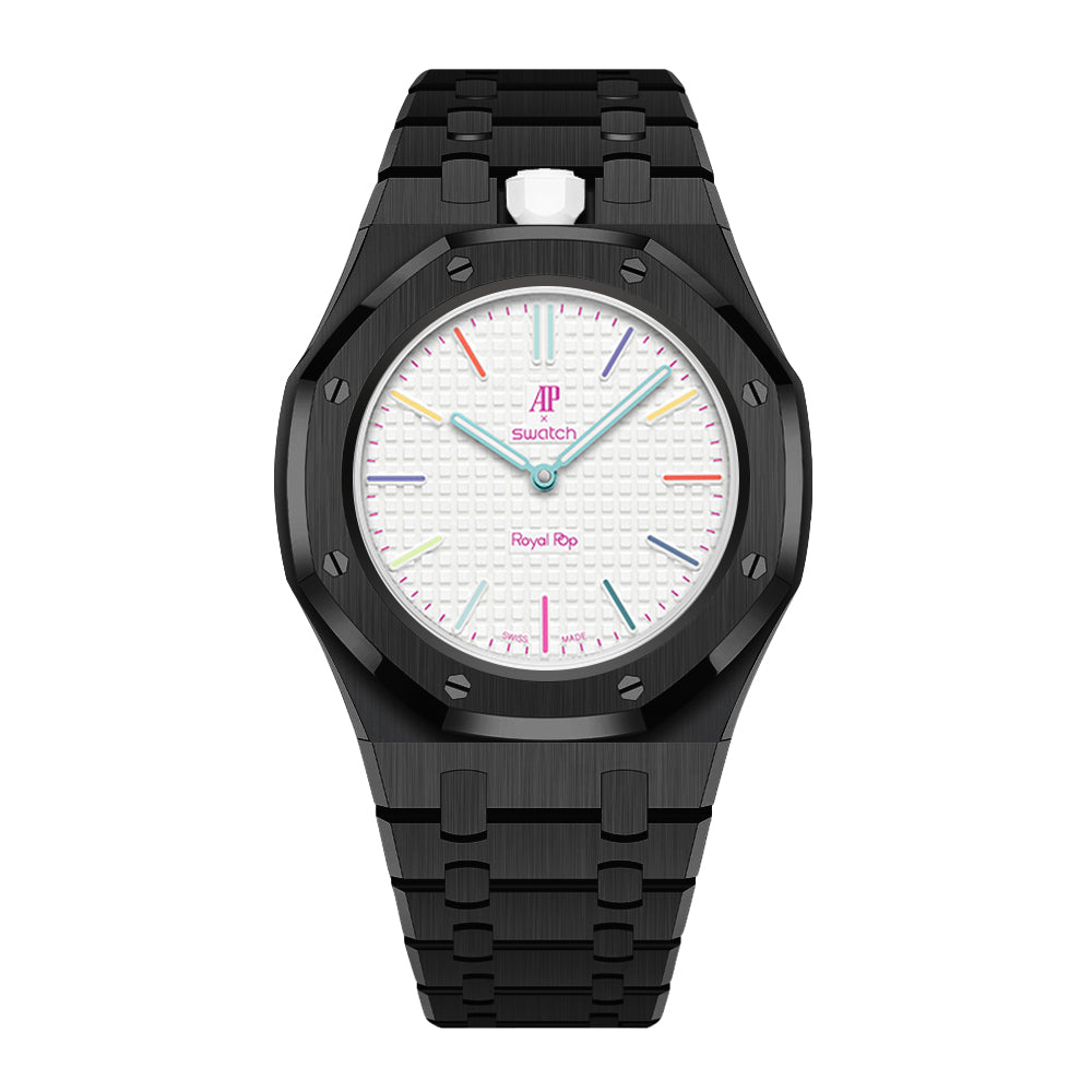 [AuraEcho]Royal Oak Pop Exclusive Steel Case & Strap Full‑wrap Embedded Watch Band (AP6013A)(Only Strap)