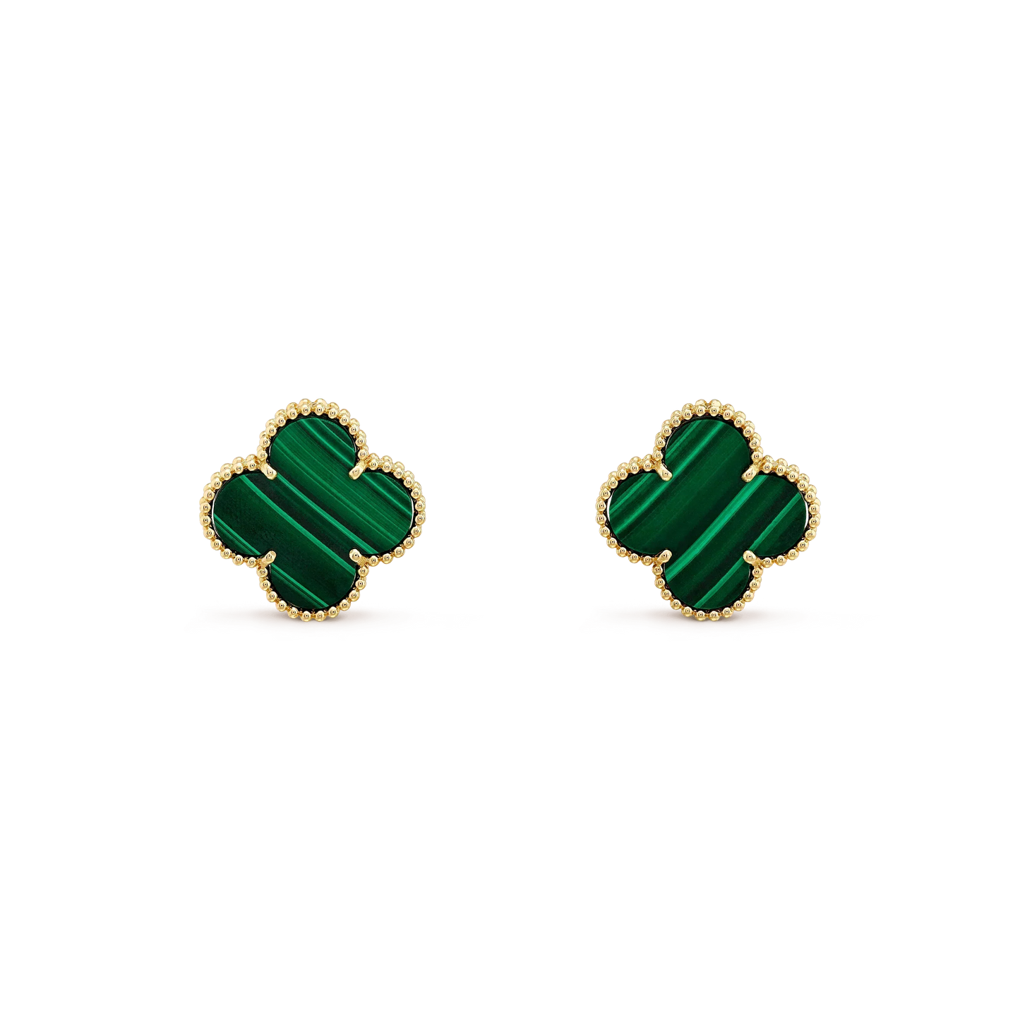 [AuraEcho]CLOVER MINI 9.5MM MALACHITE  EARRINGS