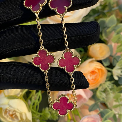 [AuraEcho]NEW CLOVER 5 MOTIFS PINK ENAMEL BRACELET