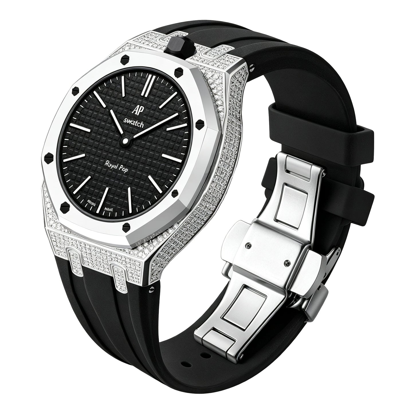 [AuraEcho] Royal Oak Pop Exclusive Steel Case With Diamond(Moissanite) & Silicone Strap