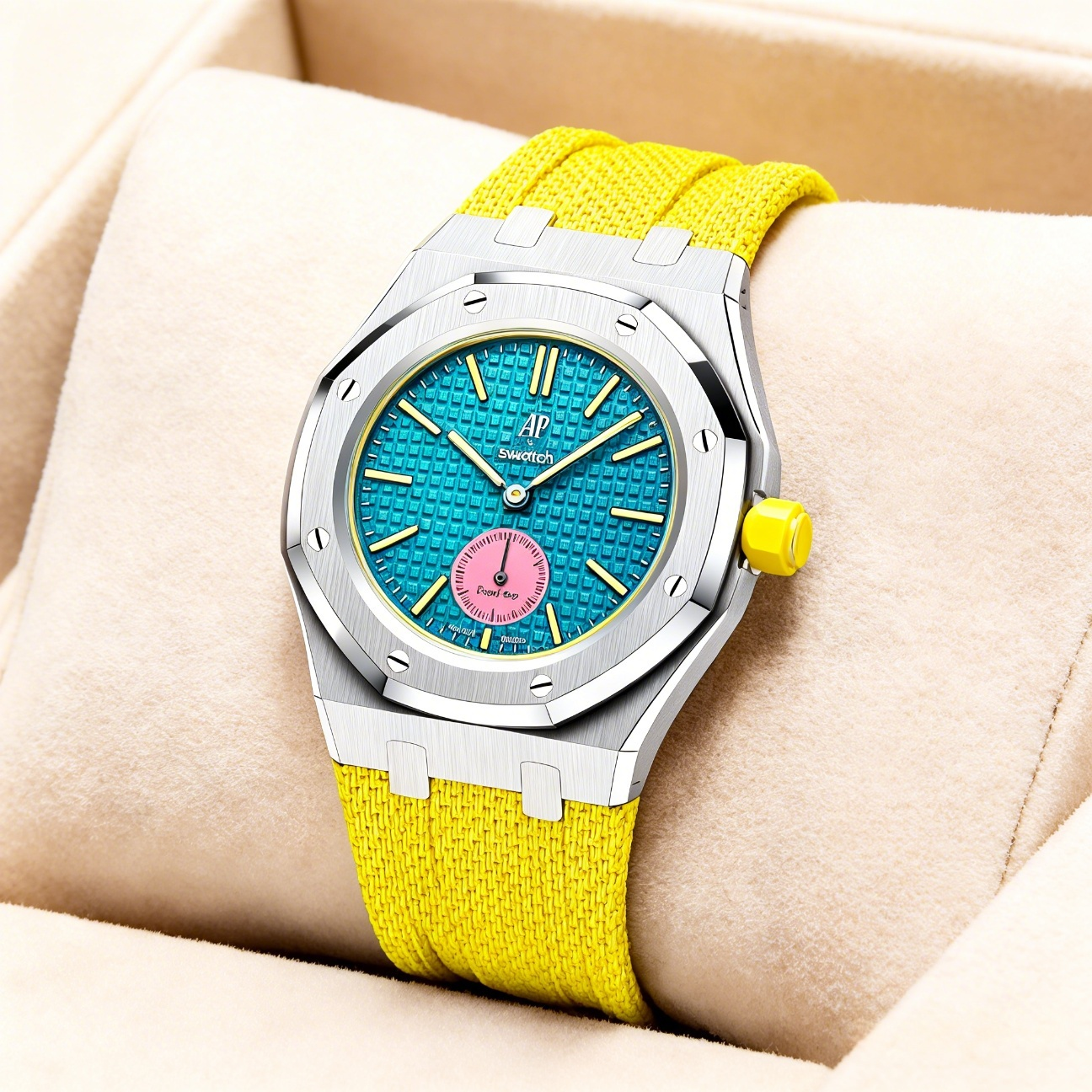 [AuraEcho]Steel Case & Fluoroelastomer Strap Full‑wrap Embedded Watch Band(Only Strap)