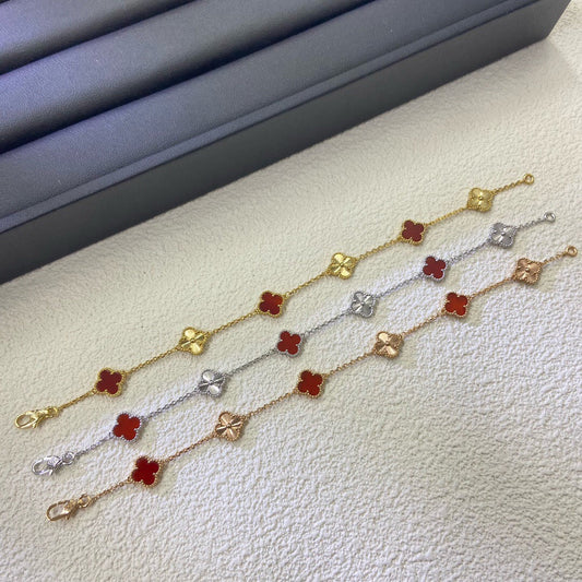 [AuraEcho]CLOVER 6 MOTIF RED AGATE LASER BRACELET