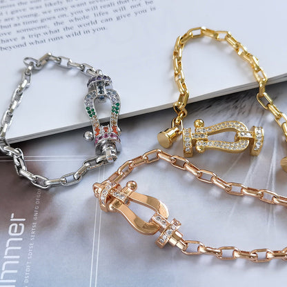 [AuraEcho]FORCE LARGE HORSESHOE CLASP  METAL BRACELET