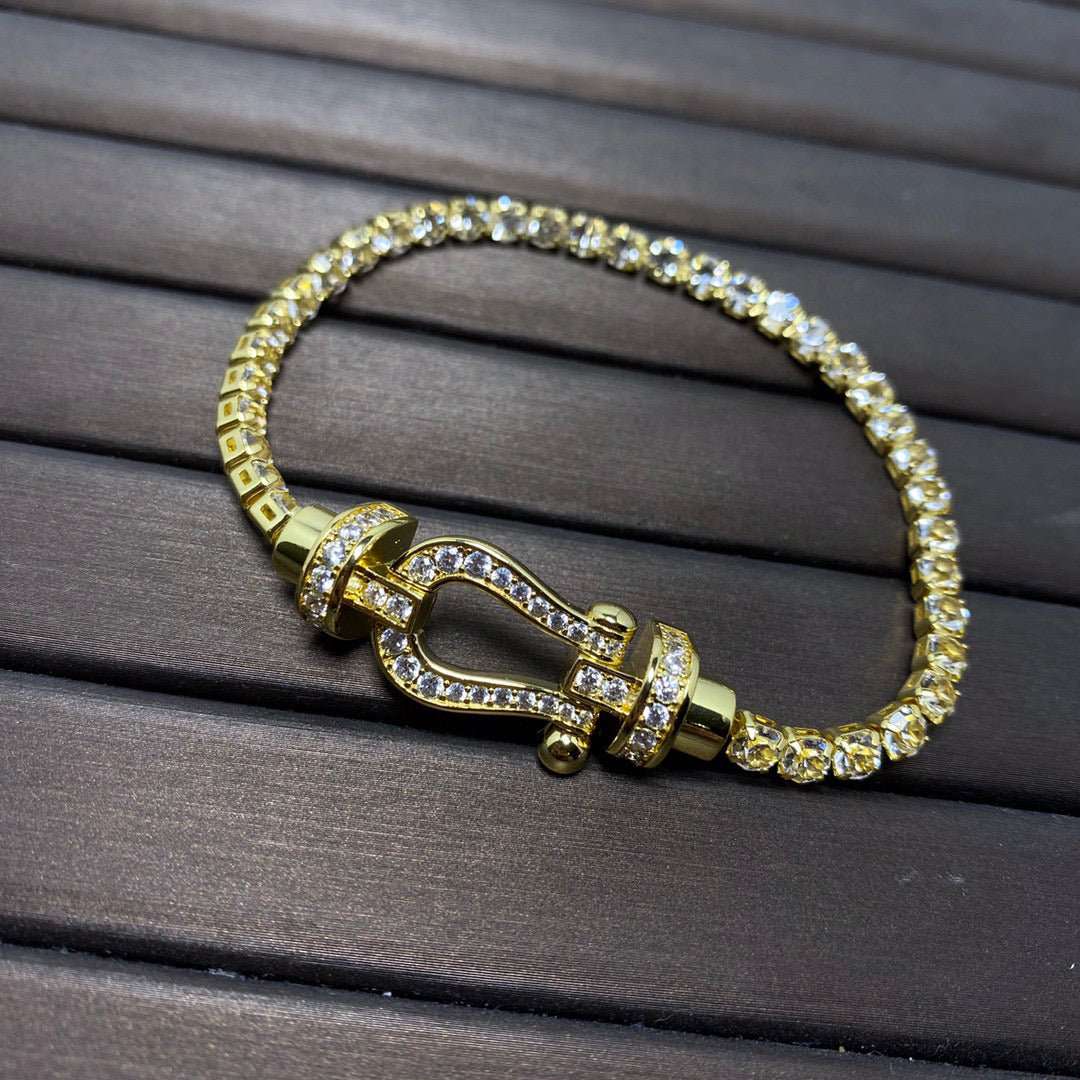 [AuraEcho]FORCE  LARGE HORSESHOE FULL DIAMOND TENNIS BRACELET