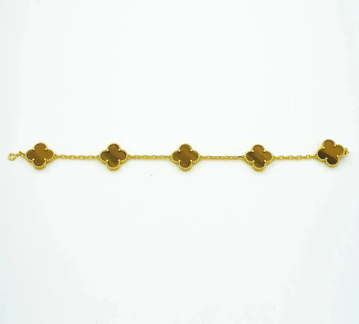 [AuraEcho] CLOVER 5 MOTIFS TIGER EYE BRACELET COLLECTION
