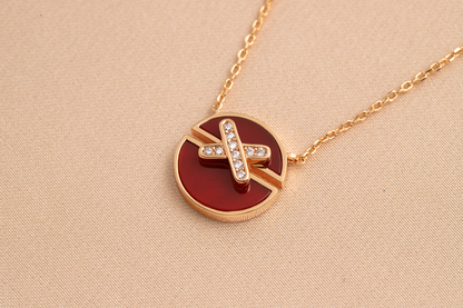 [AuraEcho]JEUX DE PINK GOLD DIAMOND NECKLACE