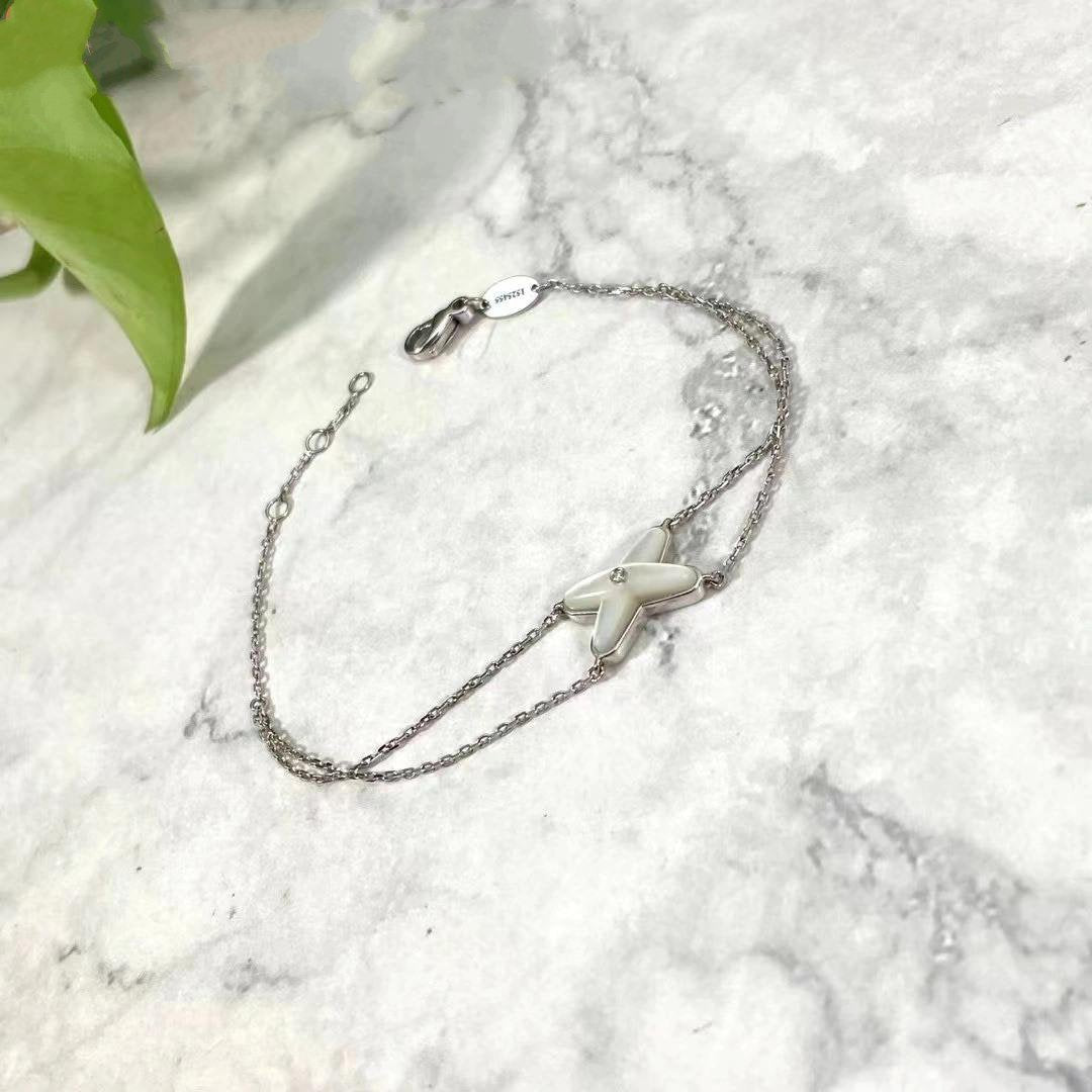 [AuraEcho]JEUX BRACELET WHITE MOP SILVER 1 DIAMOND