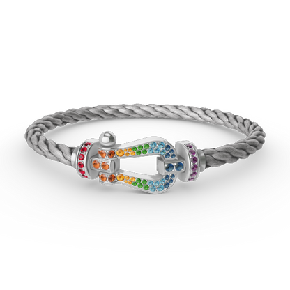 [AuraEcho]FORC LARGE HORSESHOE  COLORED DIAMOND BRACELET SILVER