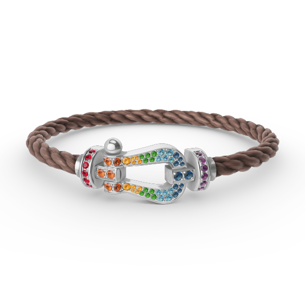 [AuraEcho]FORC LARGE HORSESHOE  COLORED DIAMOND BRACELET SILVER