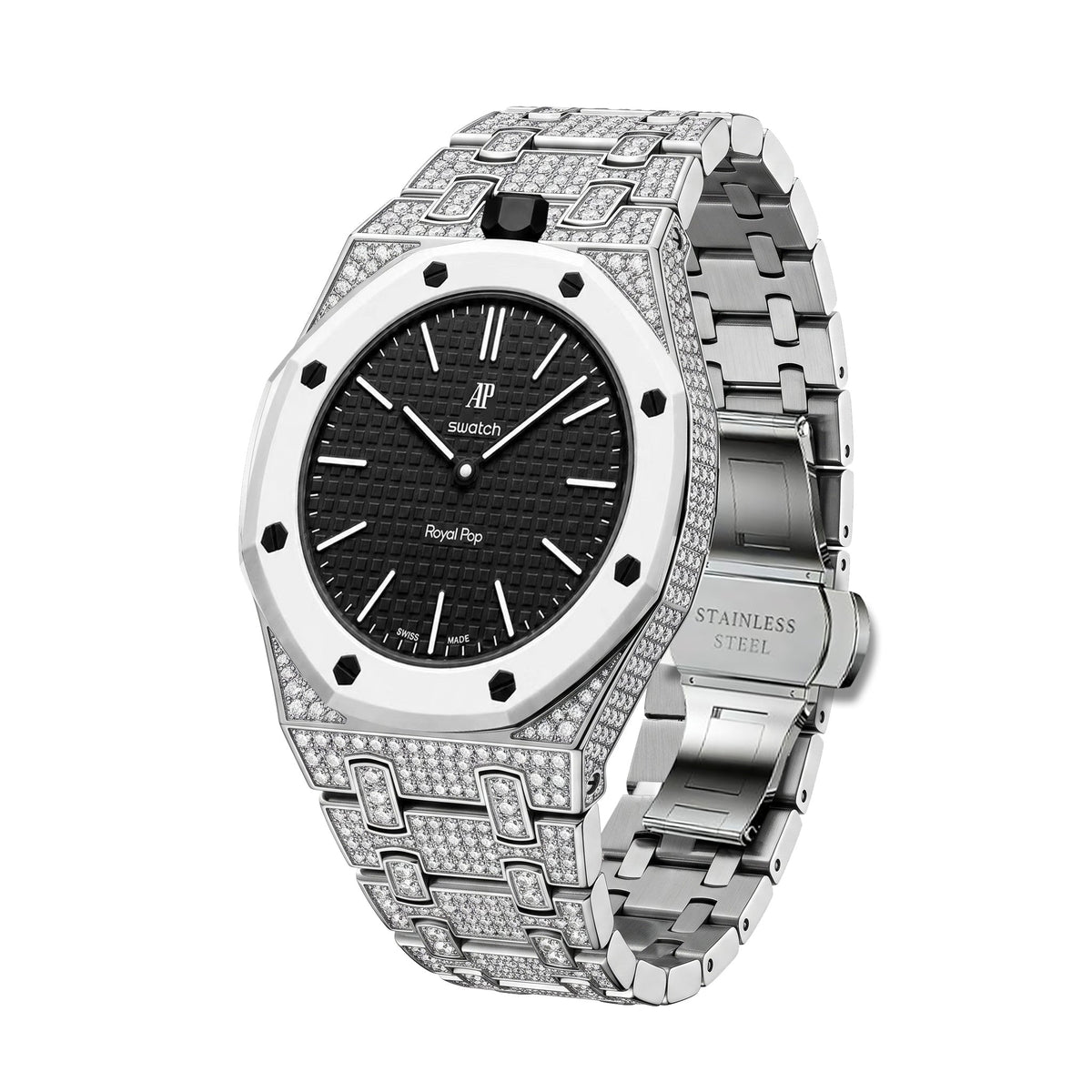 [AuraEcho]Royal Oak Pop Exclusive Bioceramic Case & Bioceramic Strap Full Diamond(Only Strap)