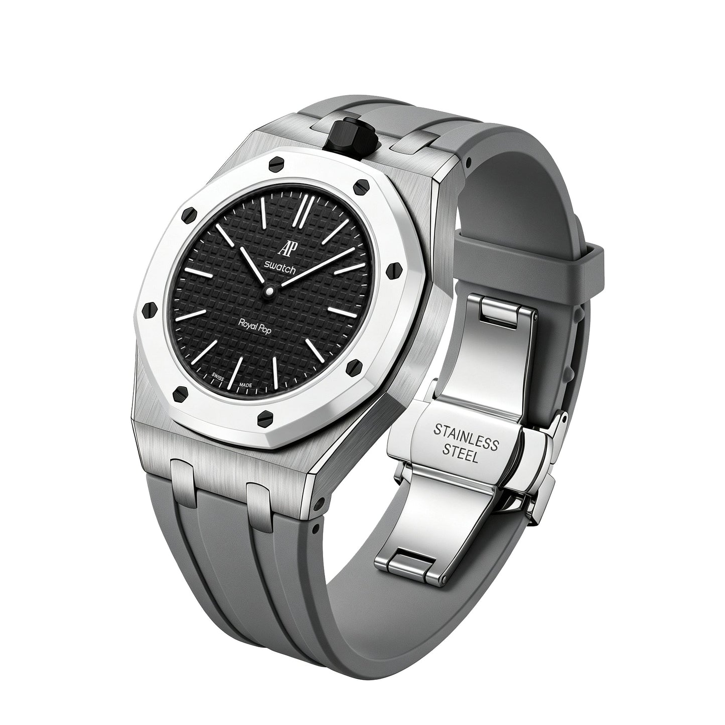 [AuraEcho]Royal Oak Pop Exclusive Steel Case & Silicone Strap With Cradle(Only Strap)