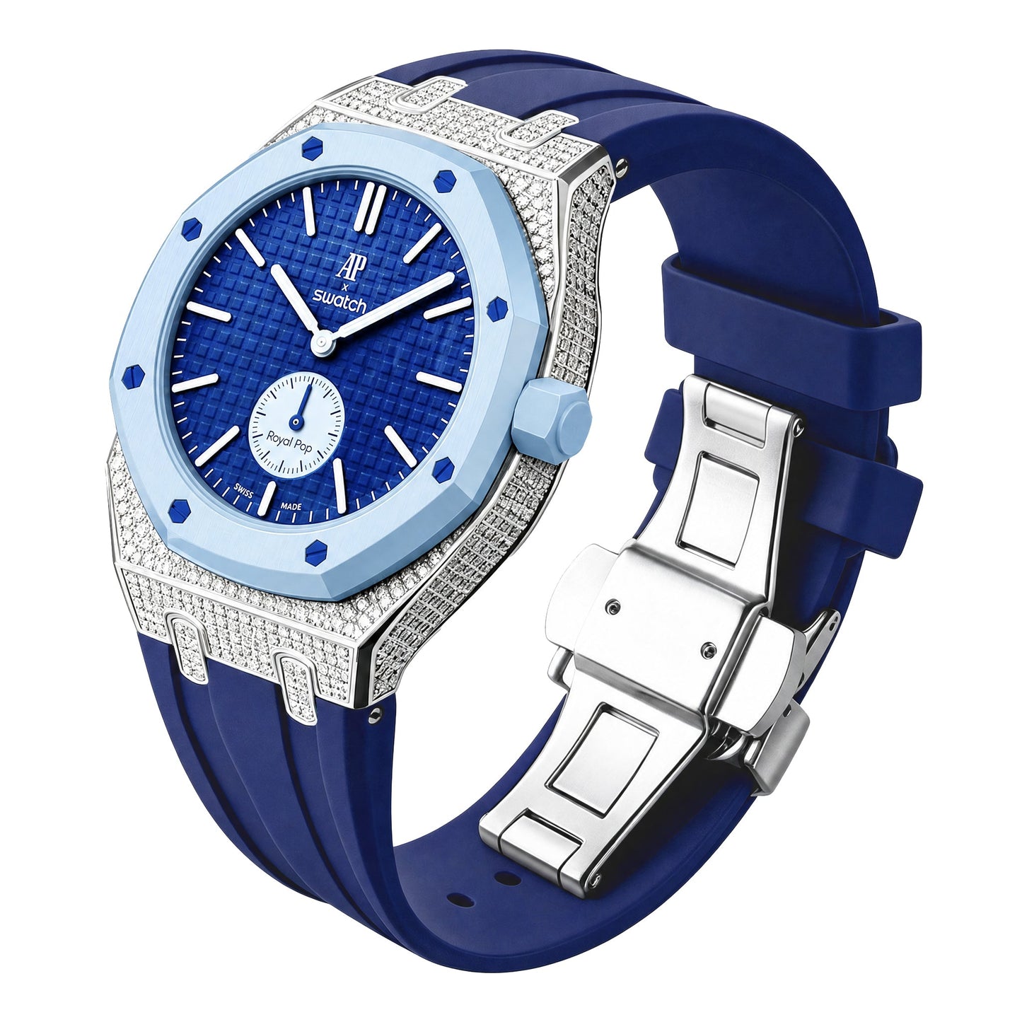 [AuraEcho] Royal Oak Pop Exclusive Steel Case With Diamond(Moissanite) & Silicone Strap