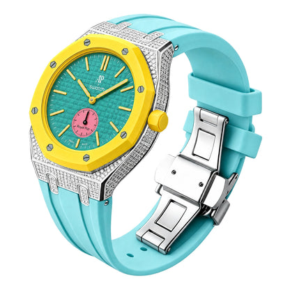 [AuraEcho] Royal Oak Pop Exclusive Steel Case With Diamond(Moissanite) & Silicone Strap