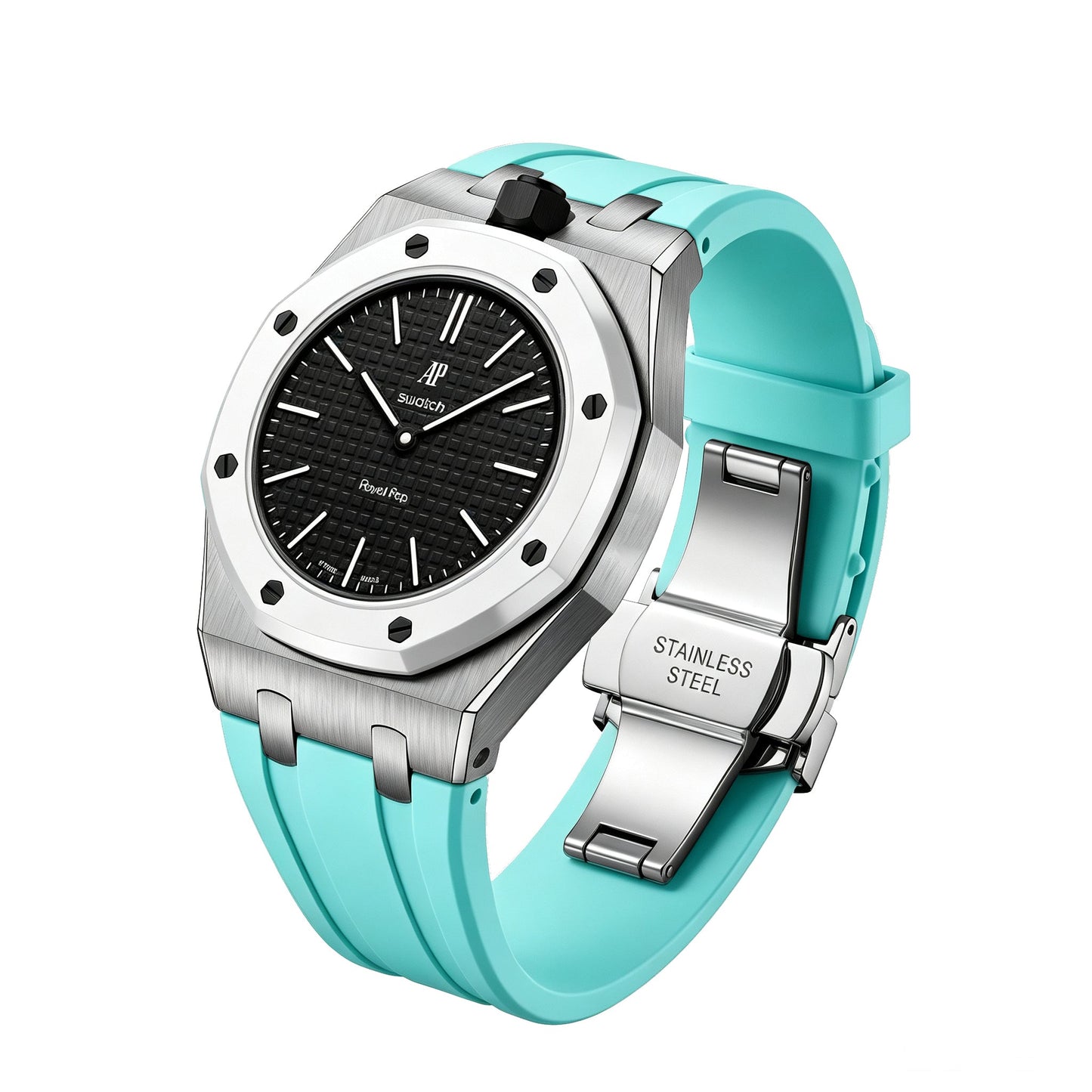 [AuraEcho]Royal Oak Pop Exclusive Steel Case & Silicone Strap With Cradle(Only Strap)
