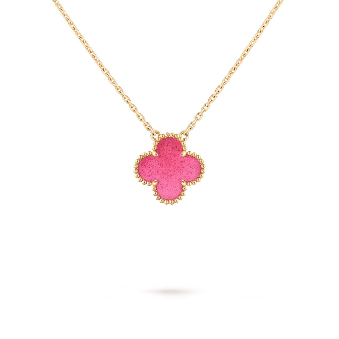 [AuraEcho] NEW CLOVER 15MM PINK ENAMEL NECKLACE