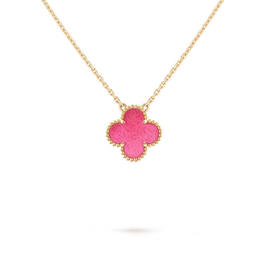 [AuraEcho] NEW CLOVER 15MM PINK ENAMEL NECKLACE