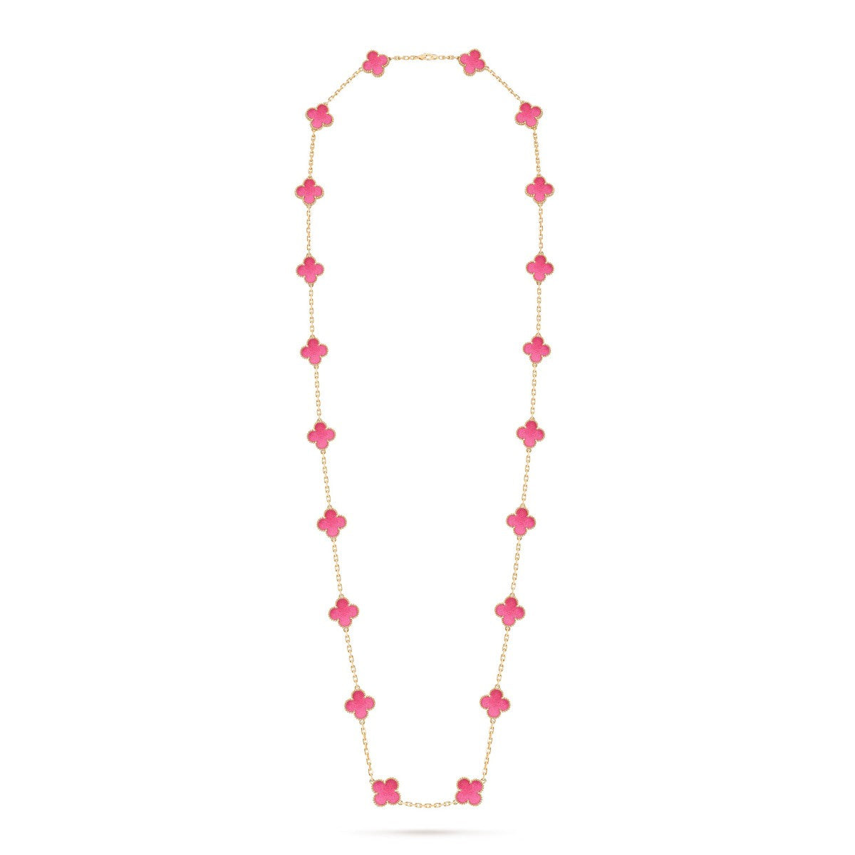[AuraEcho] NEW CLOVER 20 MOTIFS PINK ENAMEL NECKLACE