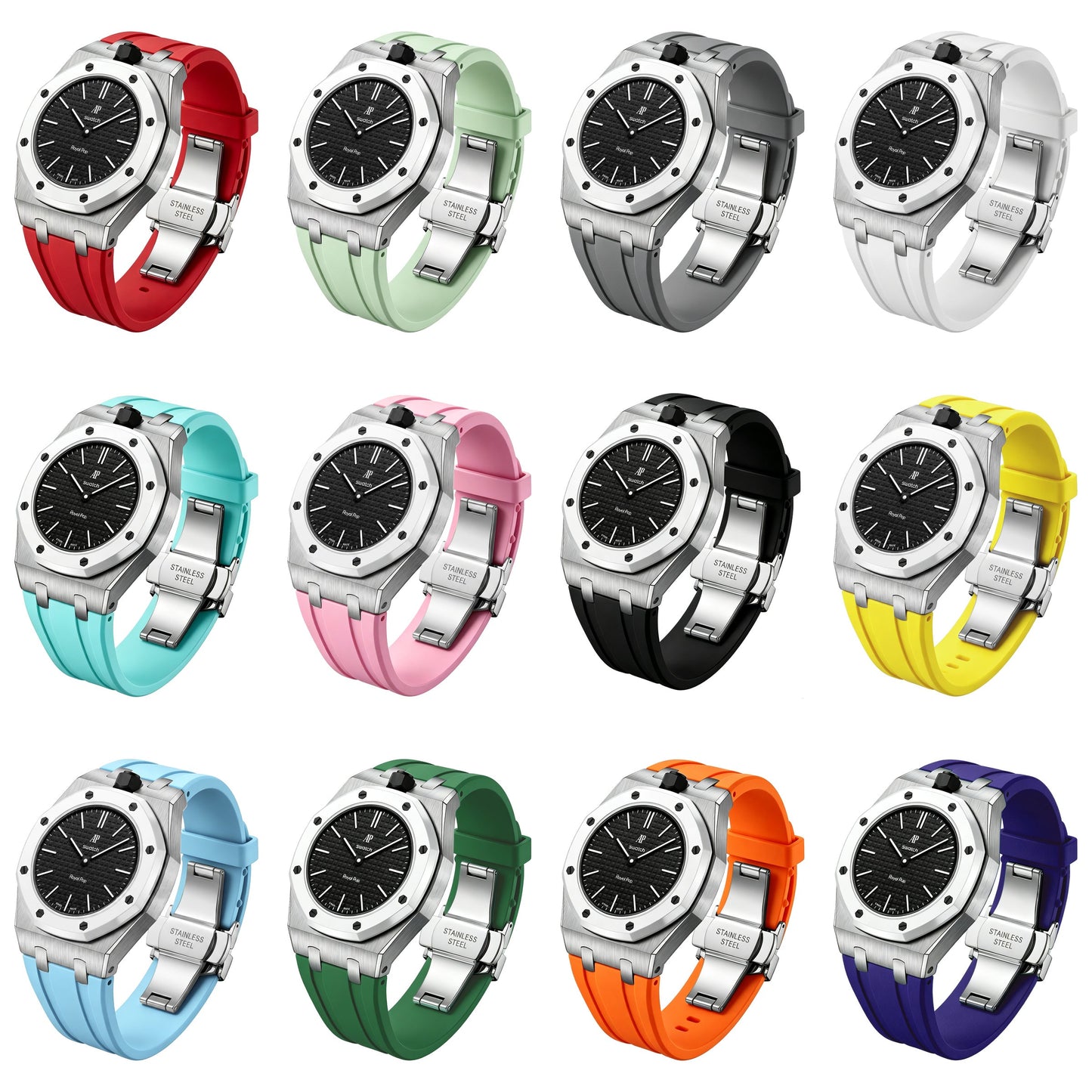 [AuraEcho]Royal Oak Pop Exclusive Steel Case & Silicone Strap With Cradle(Only Strap)