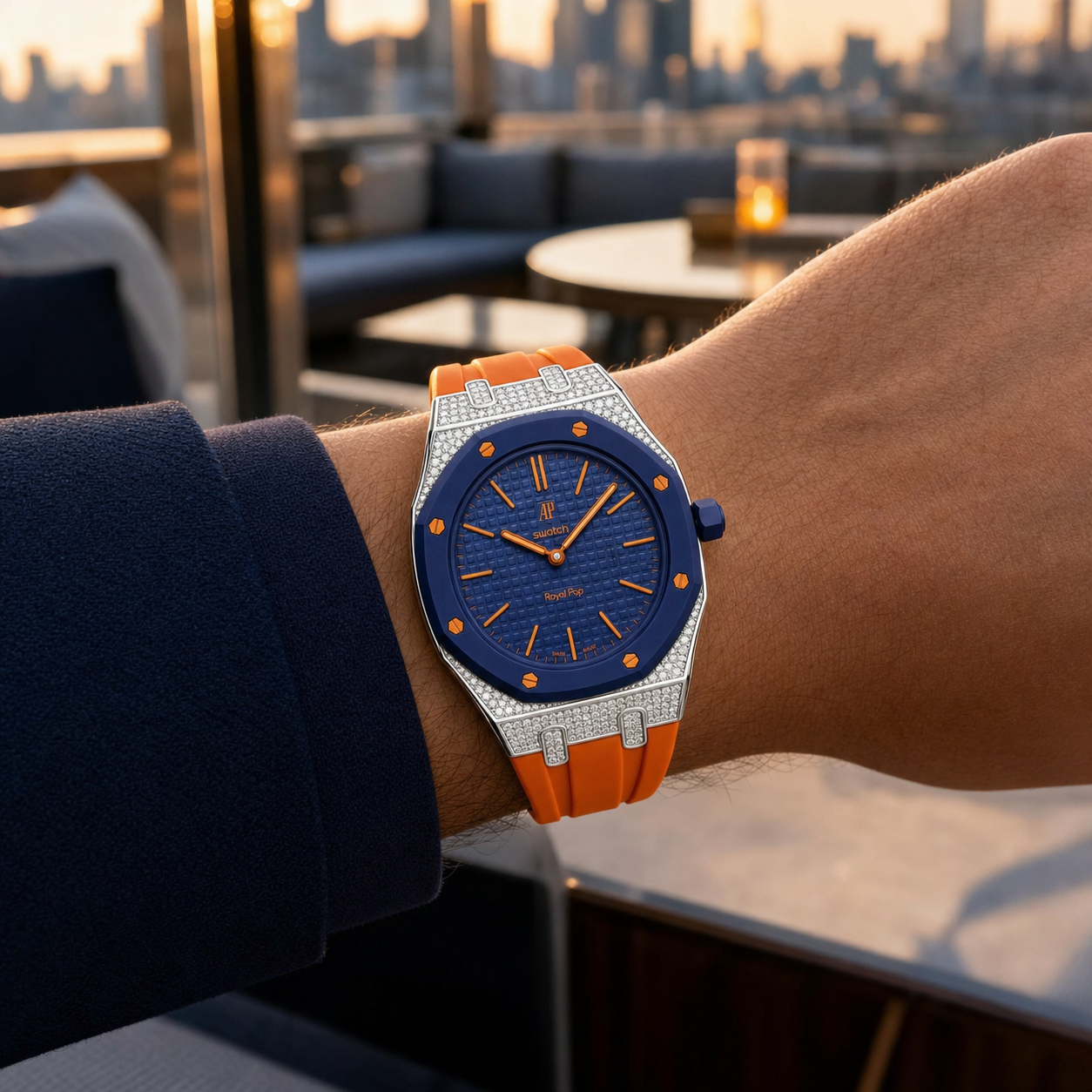[AuraEcho] Royal Oak Pop Exclusive Steel Case With Diamond(Moissanite) & Silicone Strap