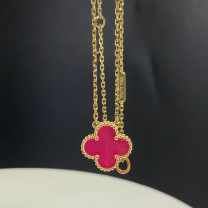 [AuraEcho] NEW CLOVER 15MM PINK ENAMEL NECKLACE