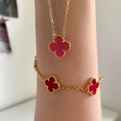 [AuraEcho] NEW CLOVER 15MM PINK ENAMEL NECKLACE