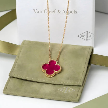 [AuraEcho] NEW CLOVER 15MM PINK ENAMEL NECKLACE