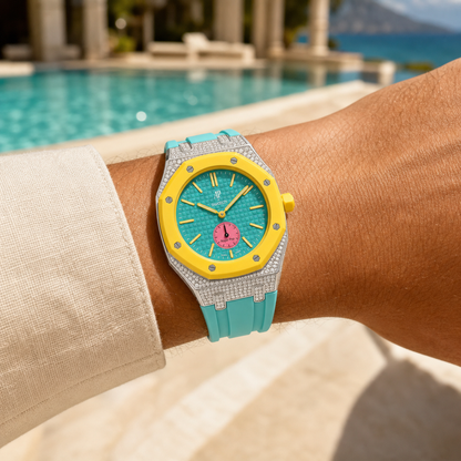 [AuraEcho] Royal Oak Pop Exclusive Steel Case With Diamond(Moissanite) & Silicone Strap