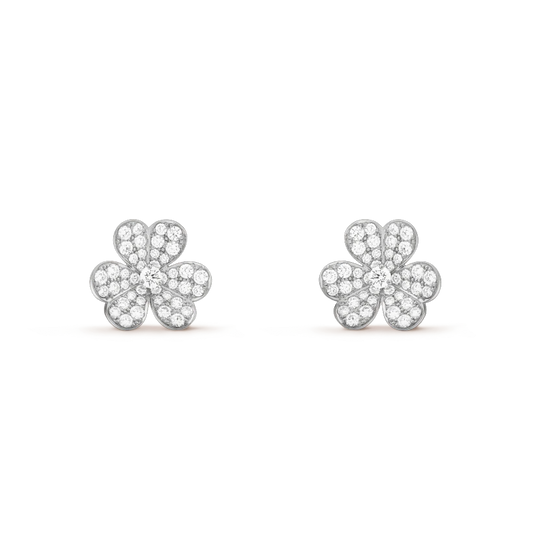 [AuraEcho]FRIVOLE SILVER FLOWER DIAMOND EARRINGS