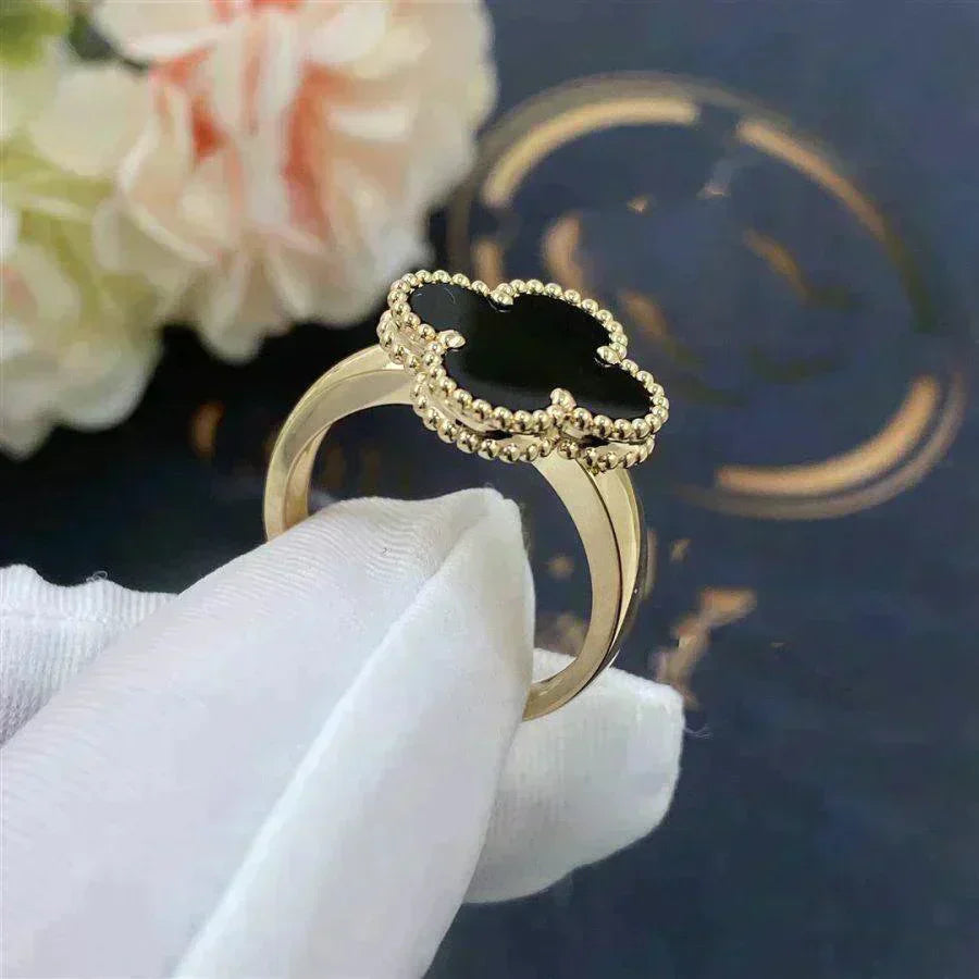 [AuraEcho]CLOVER ONYX RING