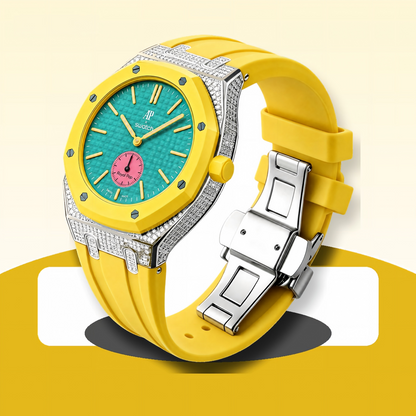 [AuraEcho] Royal Oak Pop Exclusive Steel Case With Diamond(Moissanite) & Silicone Strap